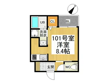 R-SMART COVO新栄(ワンルーム/1階)の間取り写真