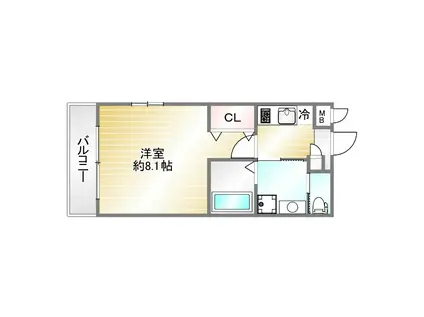 ワコーレヴィータ塚本通EX(1K/2階)の間取り写真