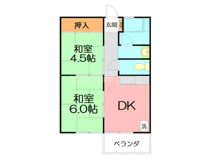 佐川コーポ(2DK/2階)の間取り写真