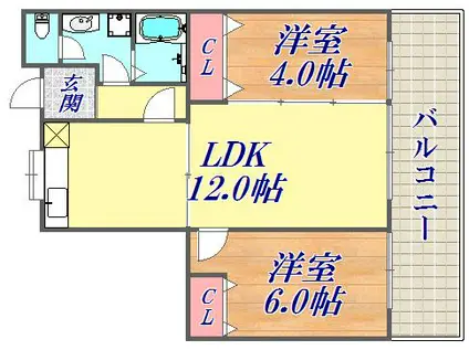 昭和レジデンス(2LDK/4階)の間取り写真