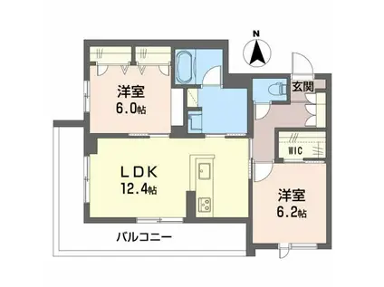 シャーメゾン パークイースト(2LDK/2階)の間取り写真