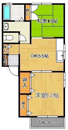 タウンコート I(2DK/2階)の間取り写真