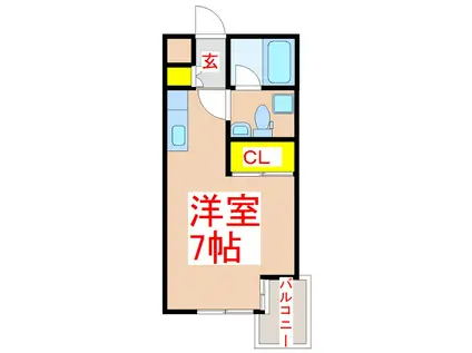 シャトーレジデンス草牟田(ワンルーム/3階)の間取り写真