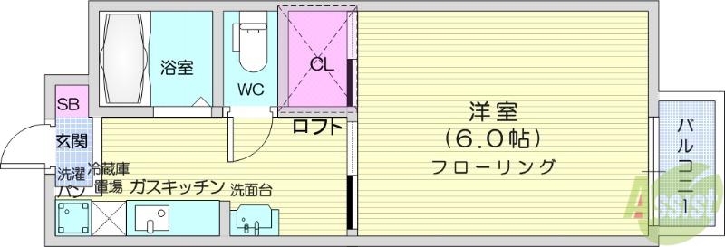 カーサ東照宮Ⅰ(1K/1階)の間取り写真