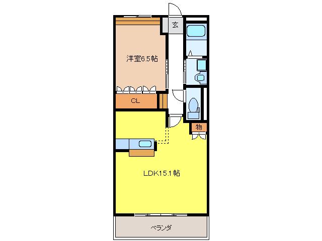 来夢ガーデン(1LDK/2階)の間取り写真
