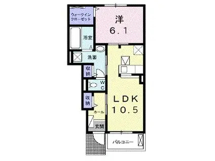 西武池袋線 ひばりケ丘駅(東京) バス乗車時間：12分 最寄りバス停で下車 徒歩5分 2階建 築1年(1LDK/1階)の間取り写真