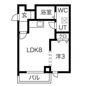 メリディアン桜木町(1LDK/2階)の間取り写真