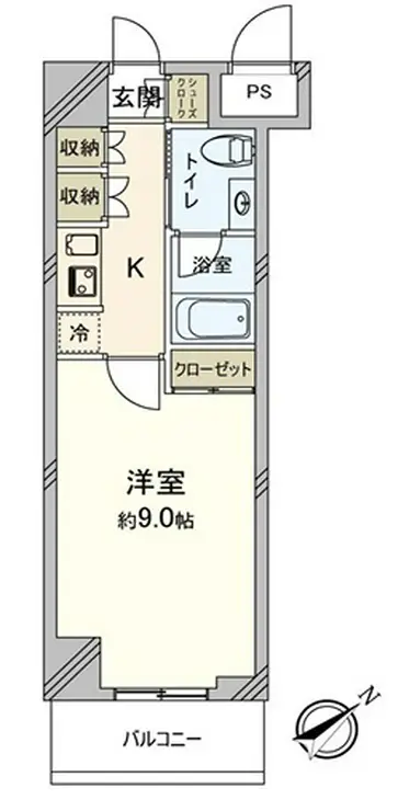 ライジングプレイス石川町 9階階 間取り