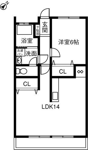 春日井駅南ハイツ(1LDK/3階)の間取り写真