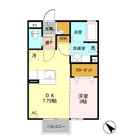 ＪＲ宇都宮線 小山駅 徒歩31分 2階建 築17年(1DK/2階)の間取り写真