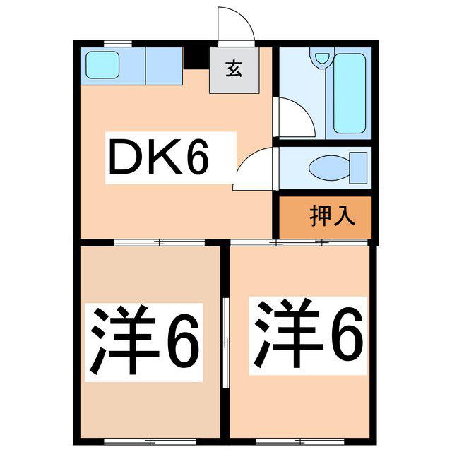 セラミックハイツ秋山(2DK/1階)の間取り写真