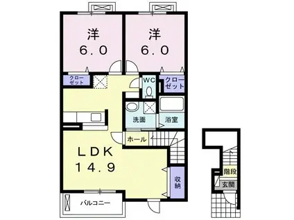 グルニエドールII(2LDK/2階)の間取り写真