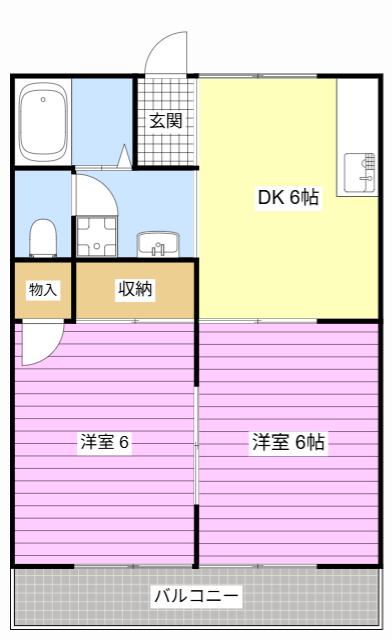 ハイツ三共I(2DK/2階)の間取り写真