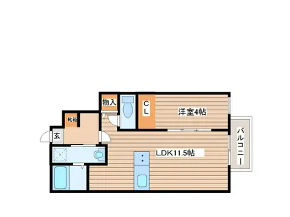 アステラス八乙女(1LDK/1階)の間取り写真