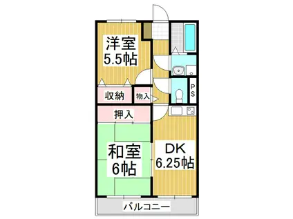 スプリングコート(2DK/1階)の間取り写真