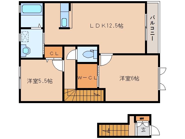 レジデンシア時計台A棟(2LDK/2階)の間取り写真