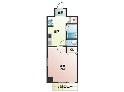 ジュネーゼグラン難波ミラージュ(1K/4階)の間取り写真