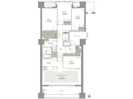 橦木町レジデンス THE FUDE(4LDK/3階)の間取り写真