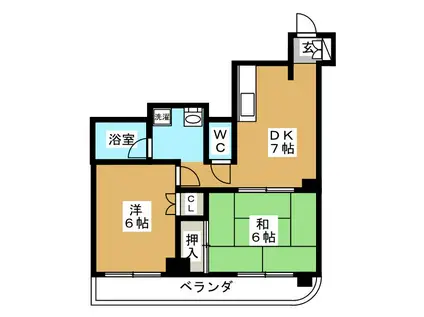 コーポホリウチ(2DK/2階)の間取り写真