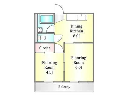 青色コーポ(2DK/3階)の間取り写真