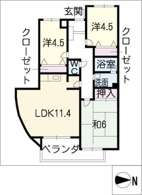ファミール中平(3LDK/2階)の間取り写真