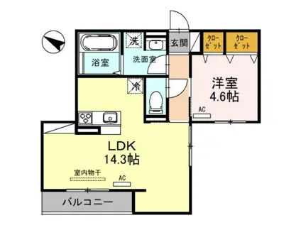フォーマルハウト新高(1LDK/1階)の間取り写真