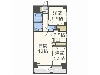 ラディア近代美術館前(2LDK/6階)の間取り写真