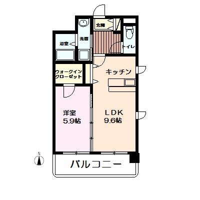 TYマンション(1LDK/1階)の間取り写真