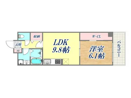 ボシュケ鷹取(1LDK/5階)の間取り写真