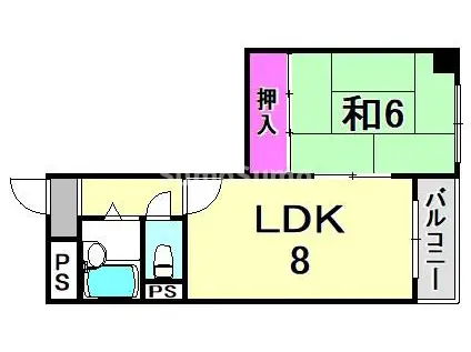 マンションヒラコウパートI(1DK/4階)の間取り写真