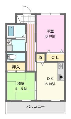 シニアステージツカダ(2DK/1階)の間取り写真