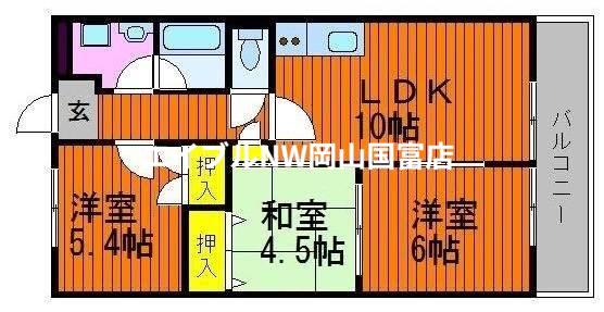 ネクスト倉田 西館(3LDK/2階)の間取り写真