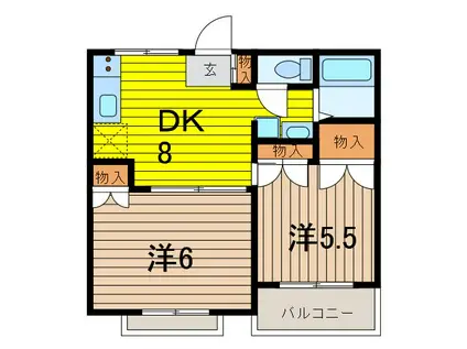 サニーホームズ(2DK/1階)の間取り写真