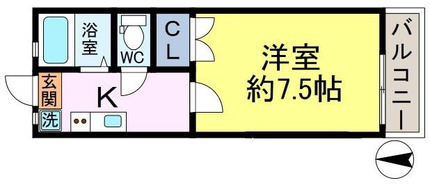 ニューライフ越塚(1K/3階)の間取り写真