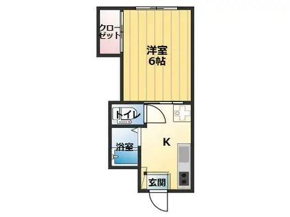 シエル豊中 I(1K/4階)の間取り写真