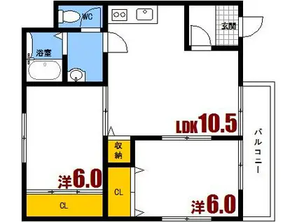 リャノス矢野西(2LDK/1階)の間取り写真