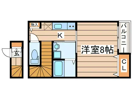 スペンサー多賀城(1K/2階)の間取り写真