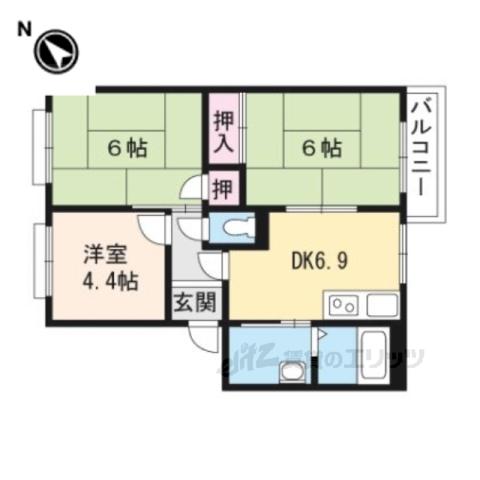シティパレス南(3DK/2階)の間取り写真