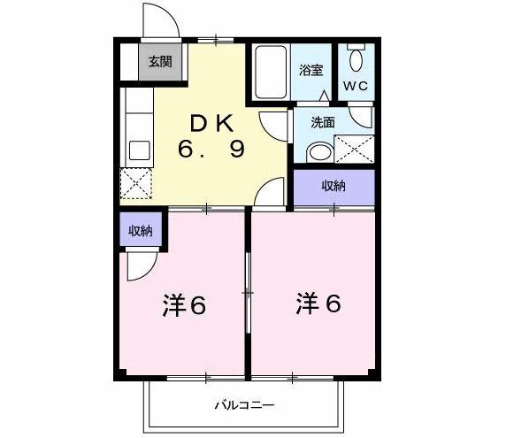 カルム太刀浦(2DK/2階)の間取り写真