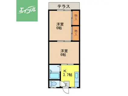 コーポレピュート高尾(2K/1階)の間取り写真