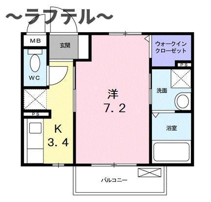 アクティーフ 西所沢(1K/2階)の間取り写真