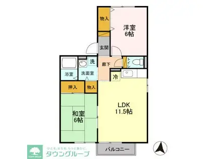 メゾンドール弐番館(2LDK/1階)の間取り写真
