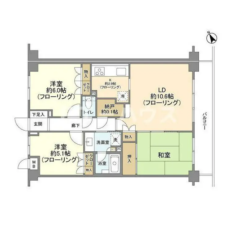 藤和ライブタウン新検見川 1階階 間取り