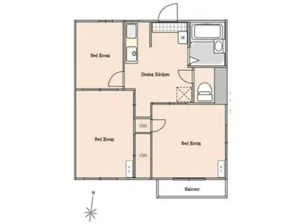 ビュー小手指A(3DK/2階)の間取り写真