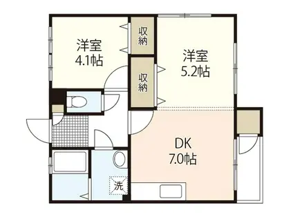 メゾンフレール(2DK/1階)の間取り写真