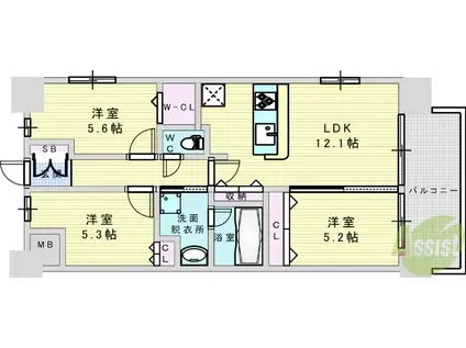 スプランディッド11(3LDK/6階)の間取り写真