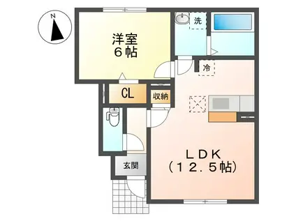 メゾン花見山 III(1LDK/1階)の間取り写真