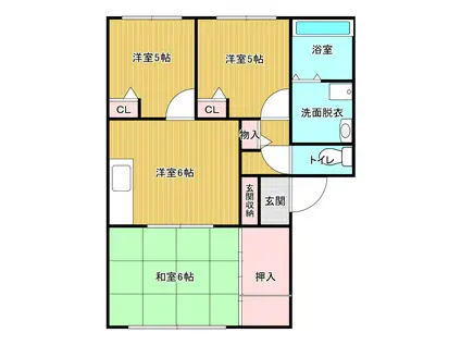 ディアスB(3DK/2階)の間取り写真