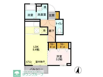 ベルフルール(1LDK/1階)の間取り写真