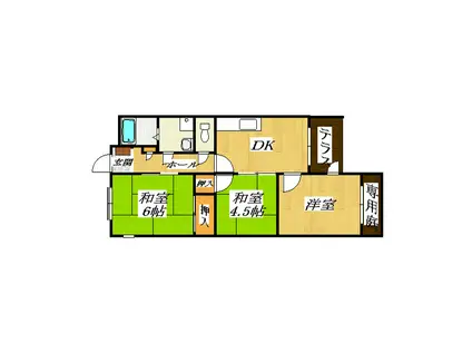 ハイネスアビコ(3DK/1階)の間取り写真